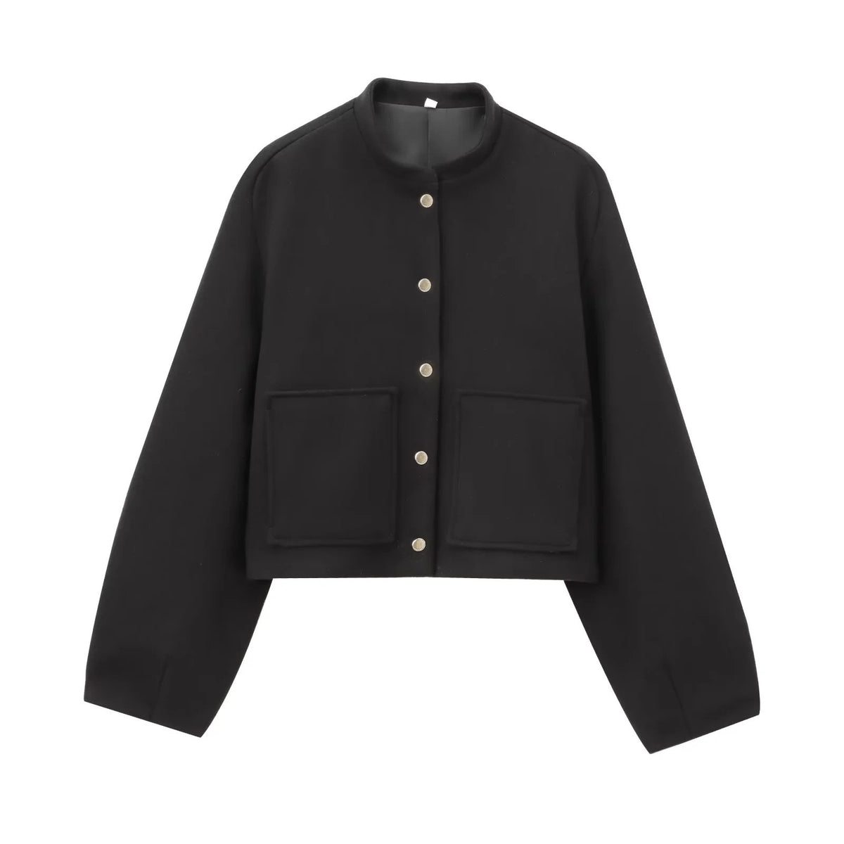 Cropped Bomber Jacket with Pockets