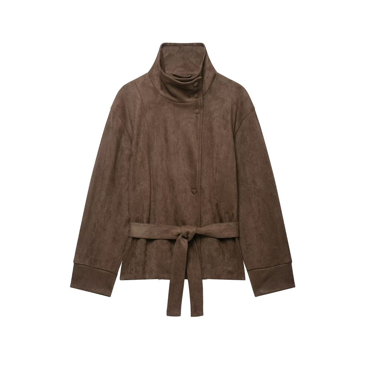 Belted Suede-Effect Jacket