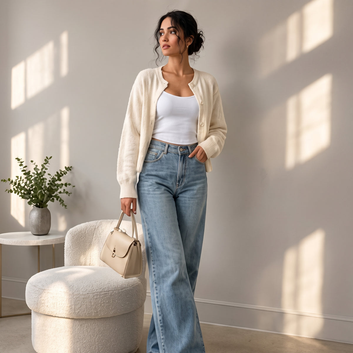 Button-Front Knit Top