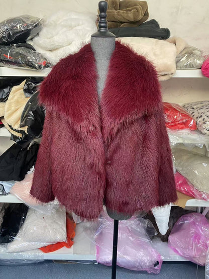 Faux Fur Square-Collar Coat