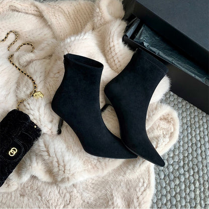 Pointed-Toe Stiletto Ankle Boots