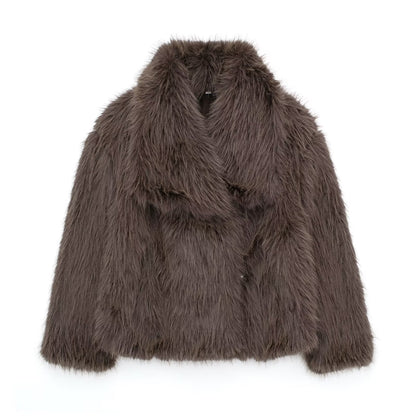 Faux Fur Square-Collar Coat