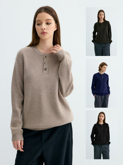 Ribbed Henley Sweater
