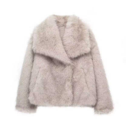 Faux Fur Square-Collar Coat