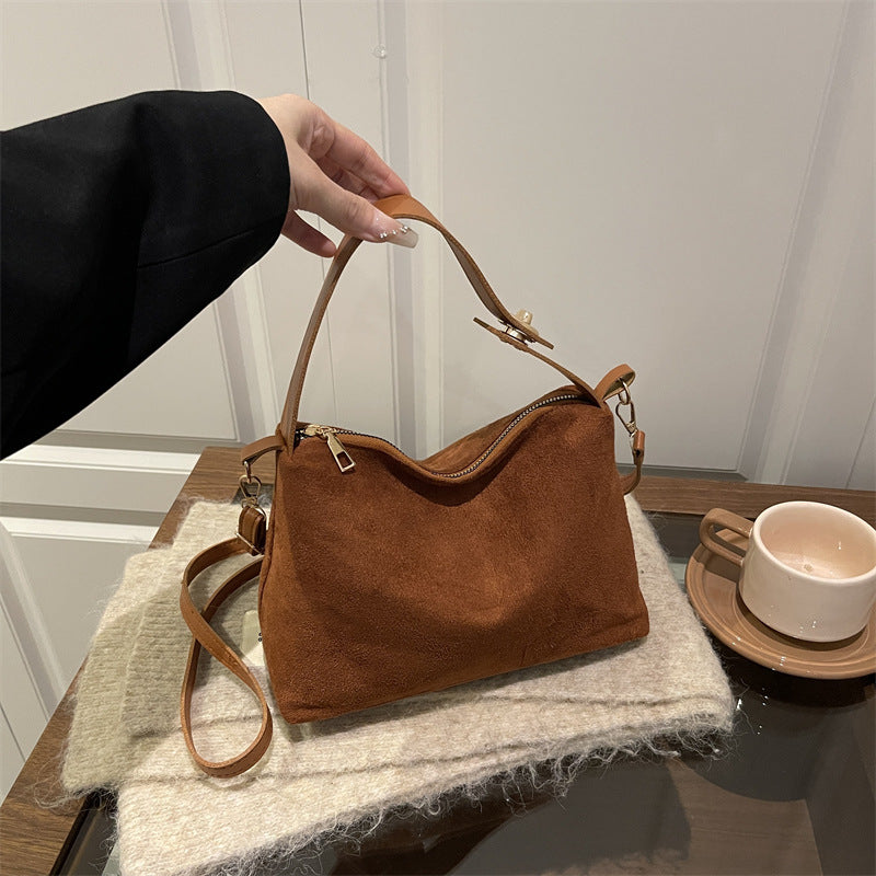 Vintage Suede Crossbody Bag