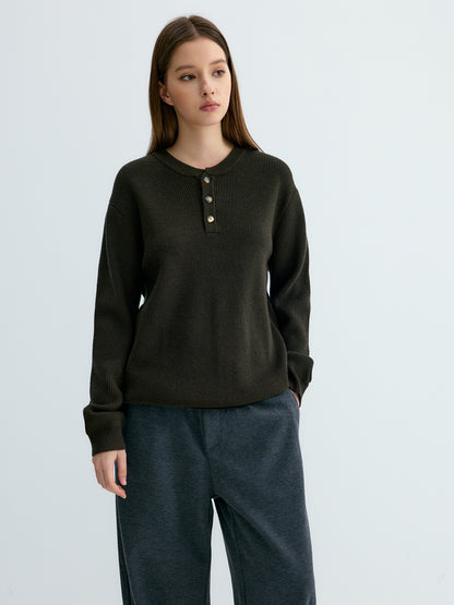 Ribbed Henley Sweater