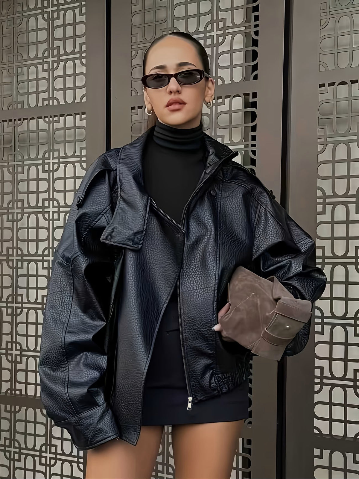 Oversized Leather-Look Jacket