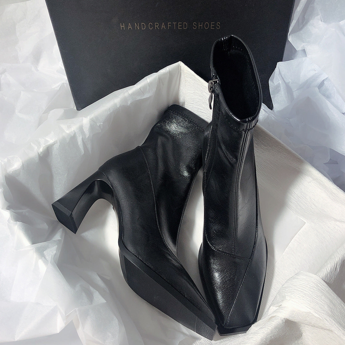 Square-Toe Leather Boots