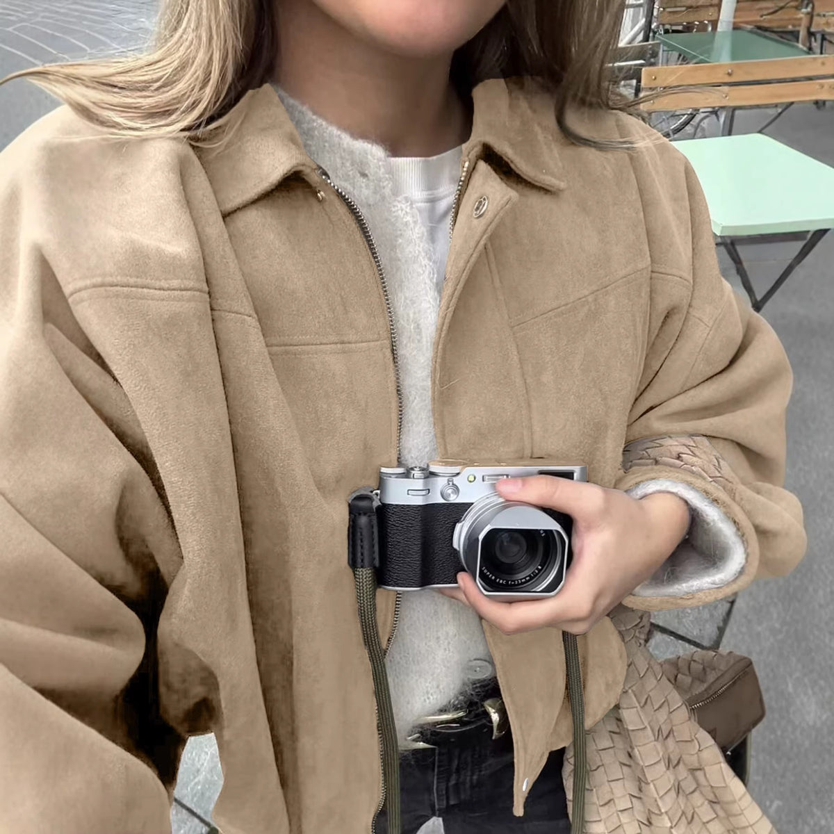 Batwing Sleeve Bomber Jacket