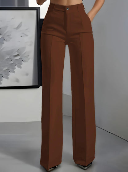 High-Waisted Straight-Leg Trousers