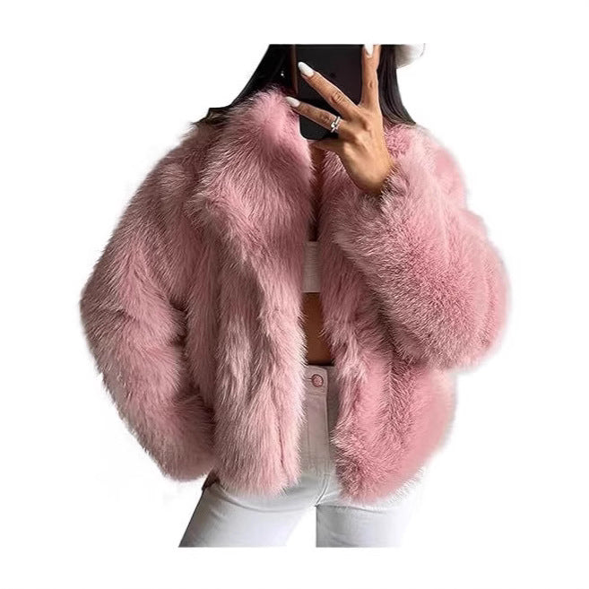 Faux Fur Square-Collar Coat