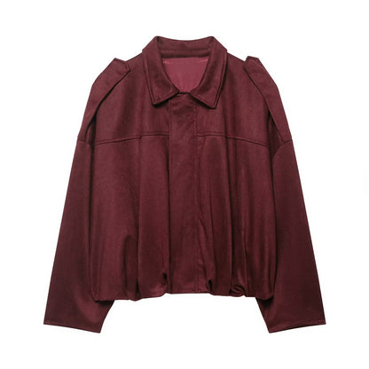 Oversized Suede Bomber Jacket
