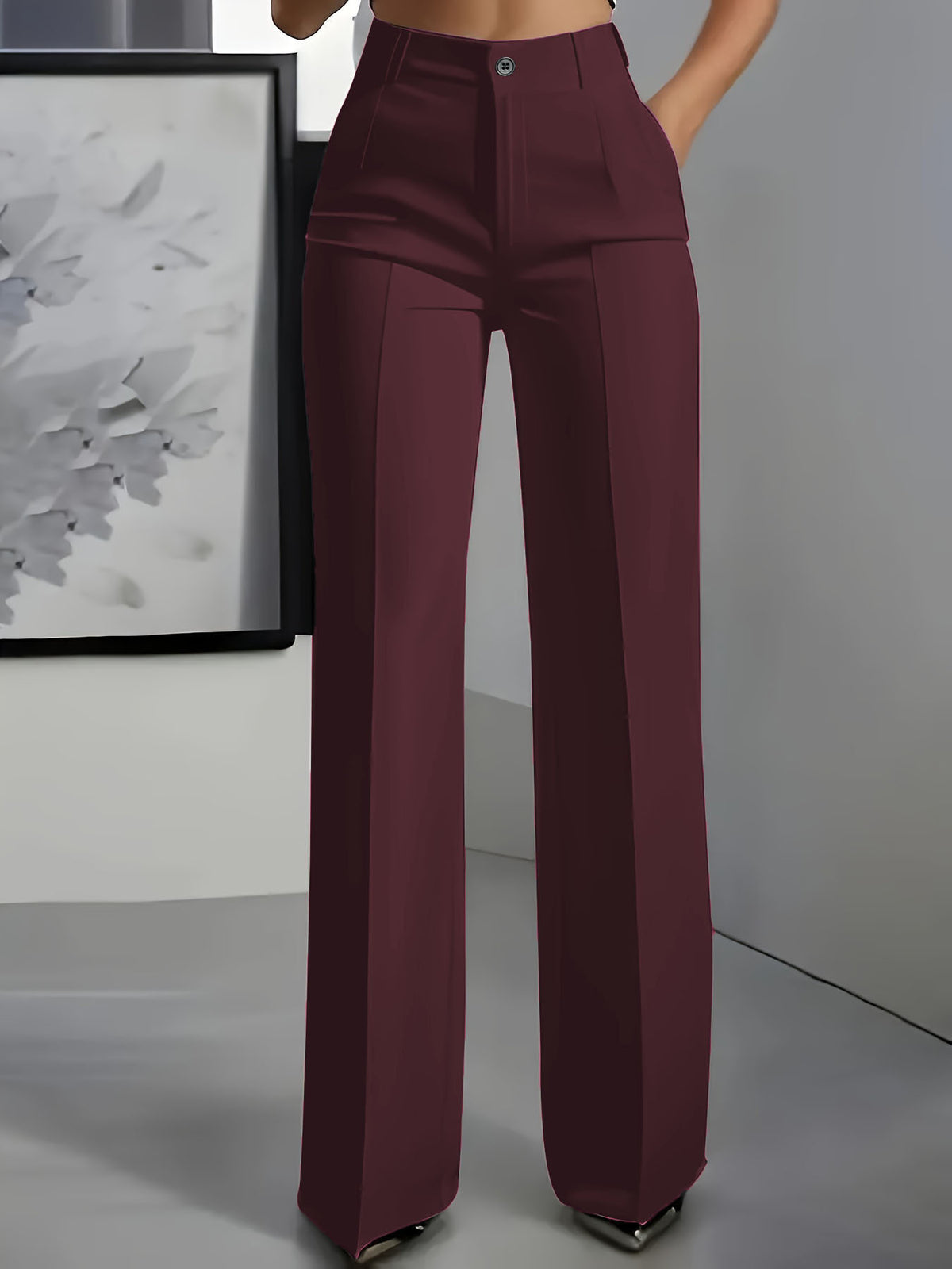 High-Waisted Straight-Leg Trousers