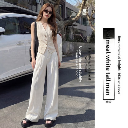 Linen-Blend Wide-Leg Trousers