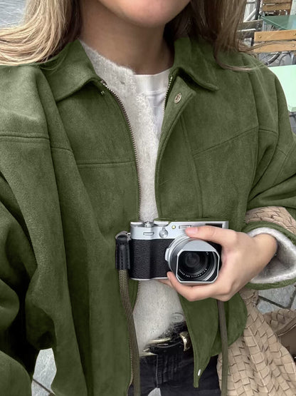 Batwing Sleeve Bomber Jacket