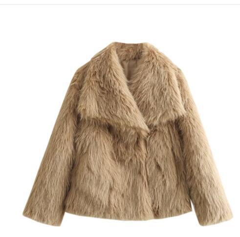 Faux Fur Square-Collar Coat
