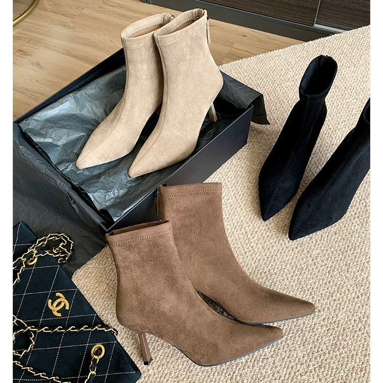 Pointed-Toe Stiletto Ankle Boots