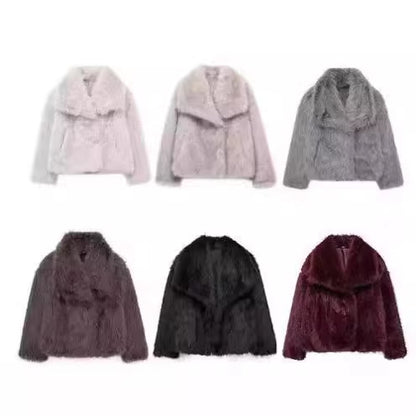 Faux Fur Square-Collar Coat