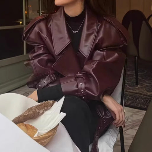 Street bomber jacket with a turned-down collar
