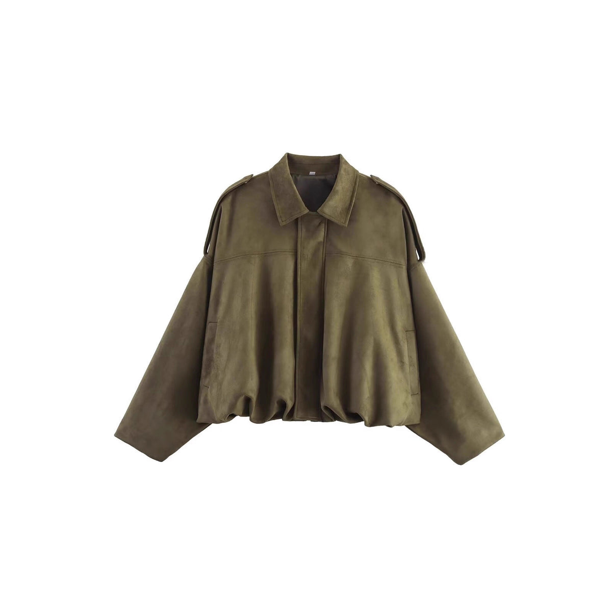 Oversized Suede Bomber Jacket
