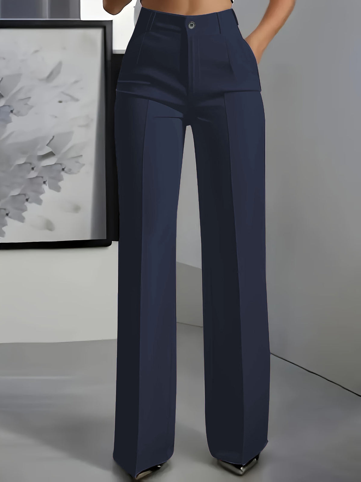High-Waisted Straight-Leg Trousers