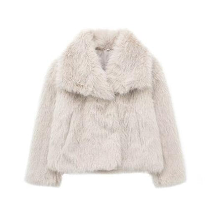 Faux Fur Square-Collar Coat