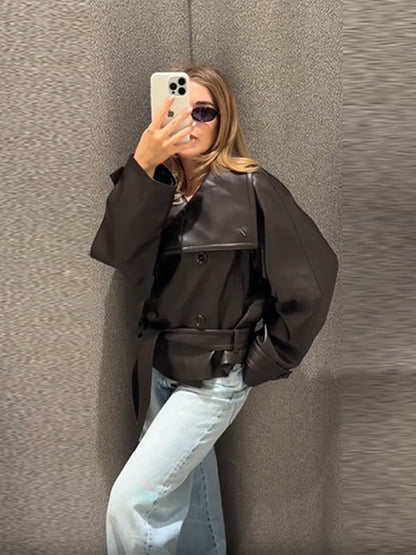 Double-Breasted Leather Jacket