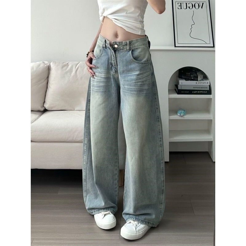 Embroidered High-Waisted Wide-Leg Jeans