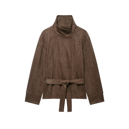 Belted Suede-Effect Jacket