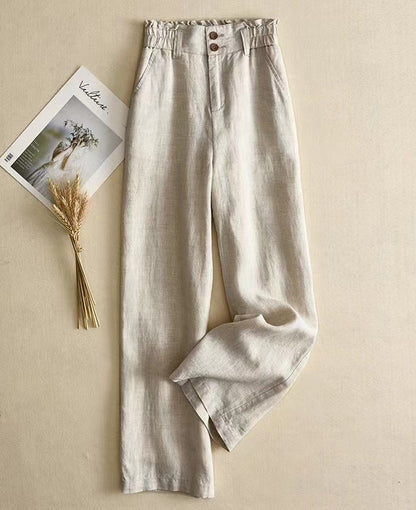 High-Waisted Linen Wide-Leg Trousers