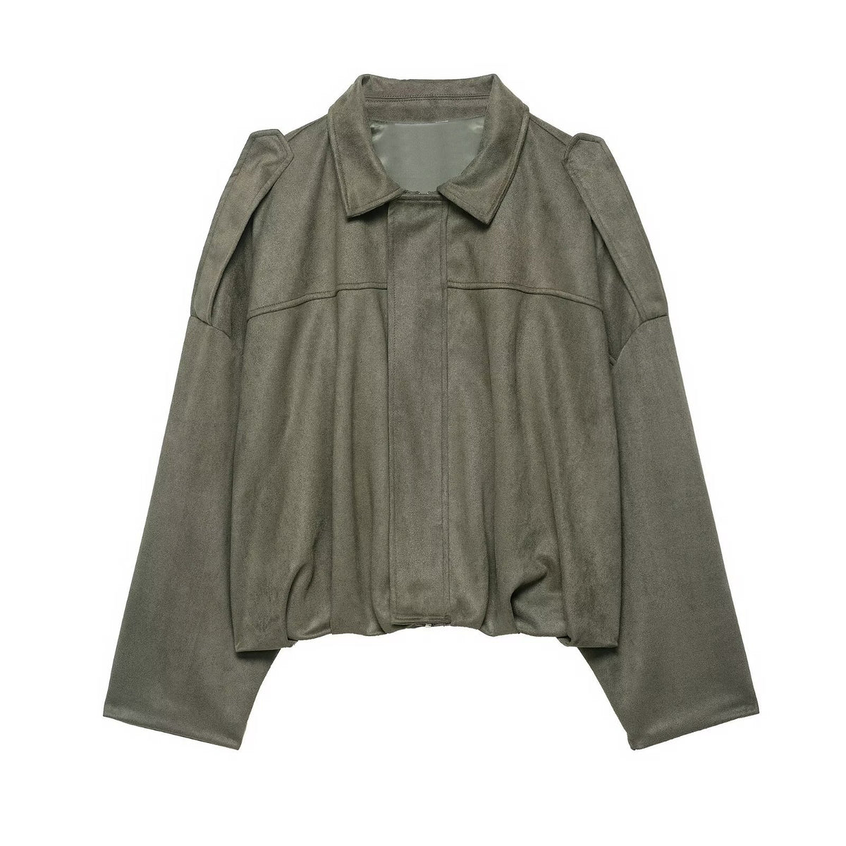 Oversized Suede Bomber Jacket