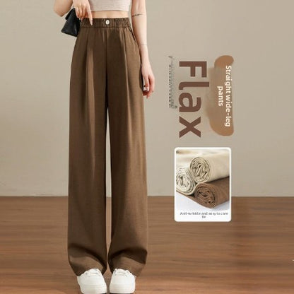 Draped Linen Wide-Leg Trousers