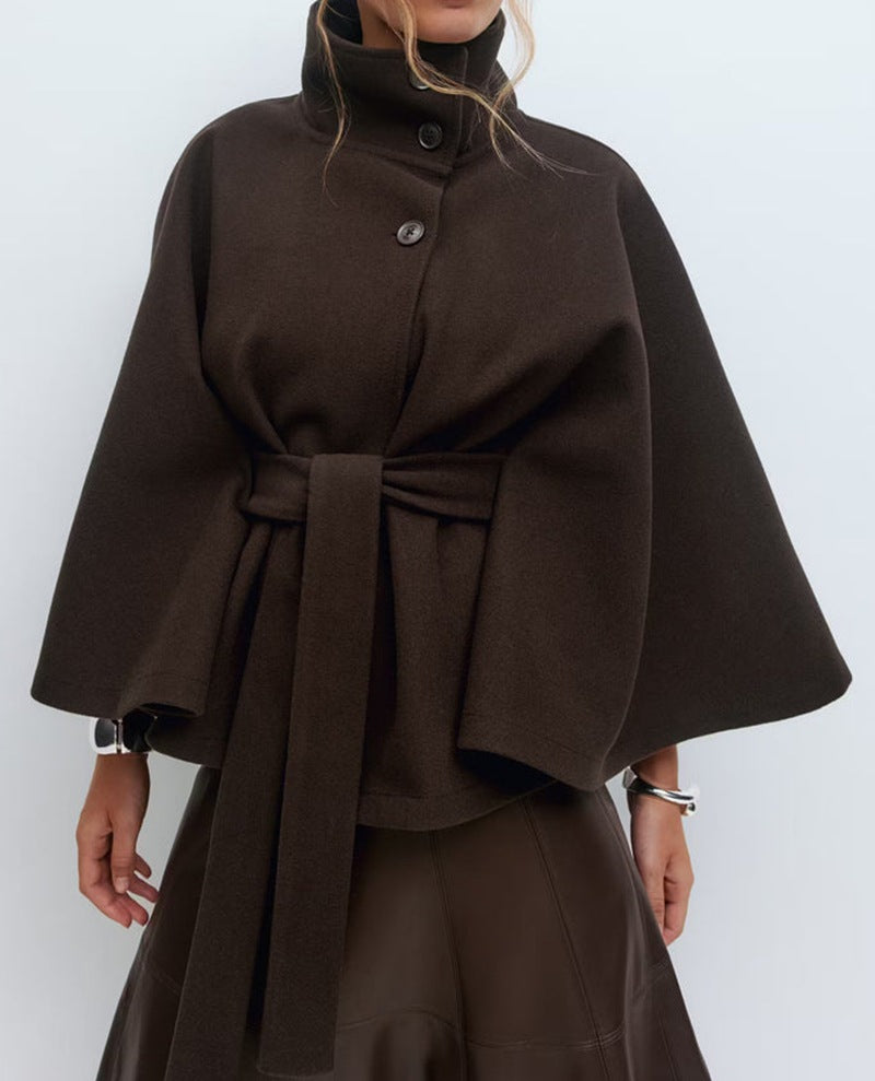 Stand Collar Belted Trench Coat