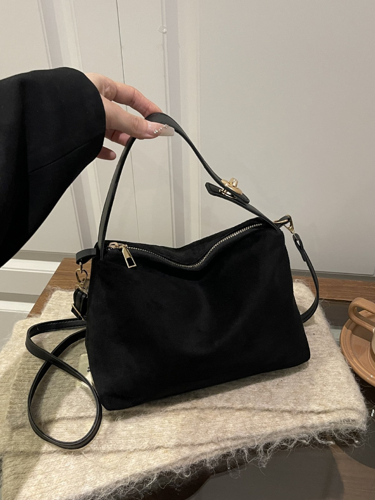 Vintage Suede Crossbody Bag