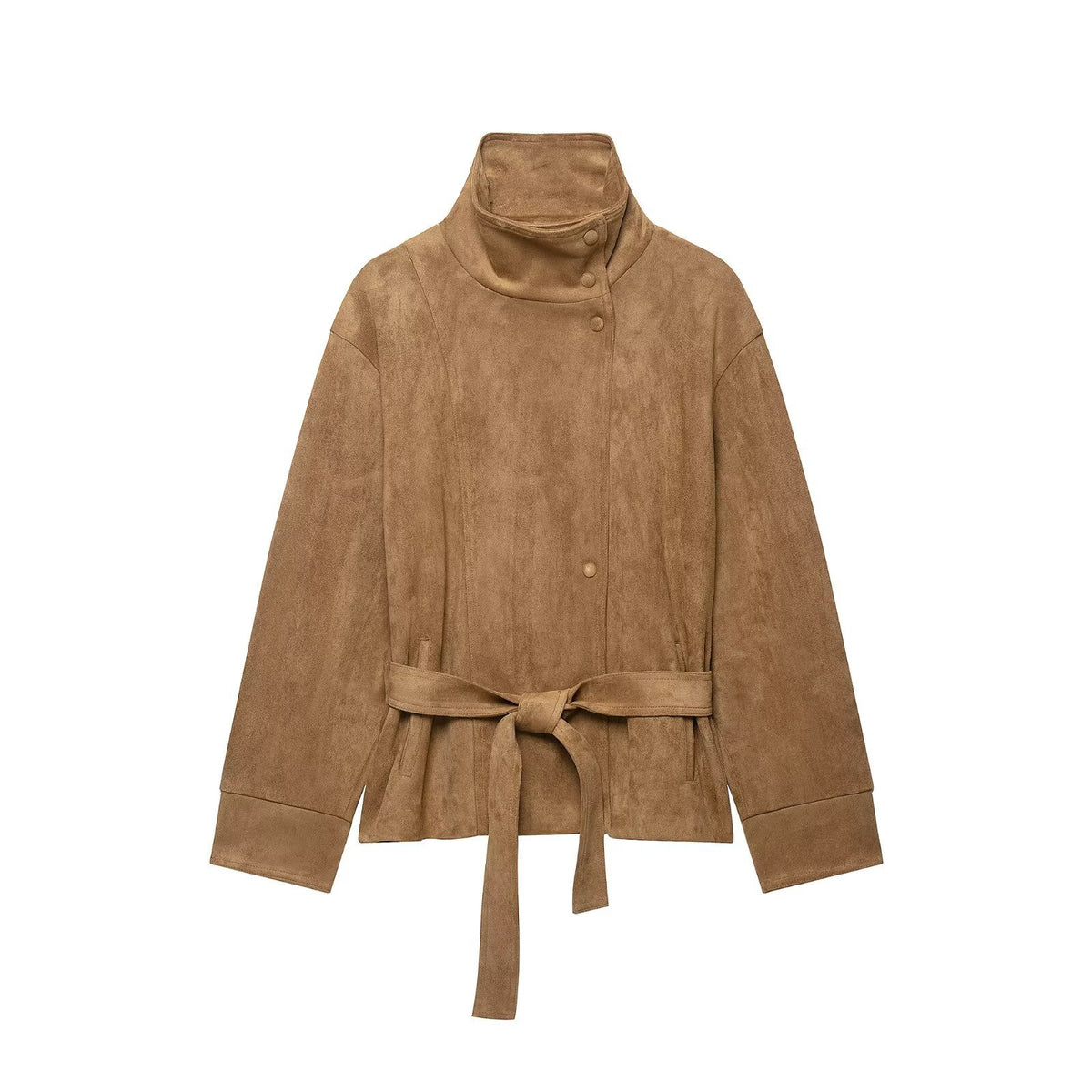 Belted Suede-Effect Jacket