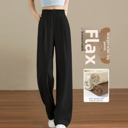 Draped Linen Wide-Leg Trousers