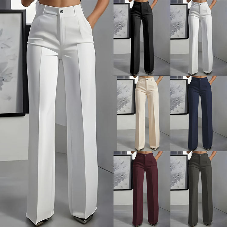 High-Waisted Straight-Leg Trousers