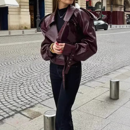 Street bomber jacket with a turned-down collar