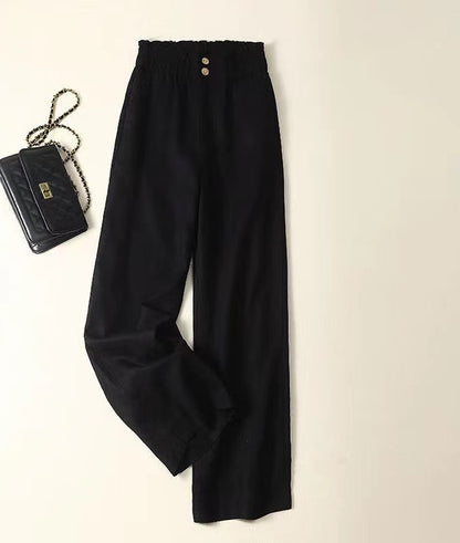 High-Waisted Linen Wide-Leg Trousers
