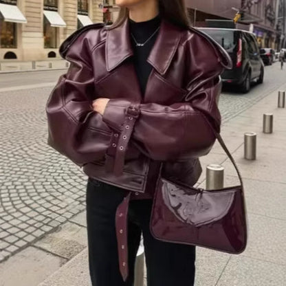 Street bomber jacket with a turned-down collar