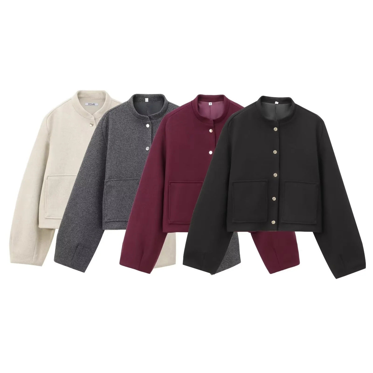 Cropped Bomber Jacket with Pockets