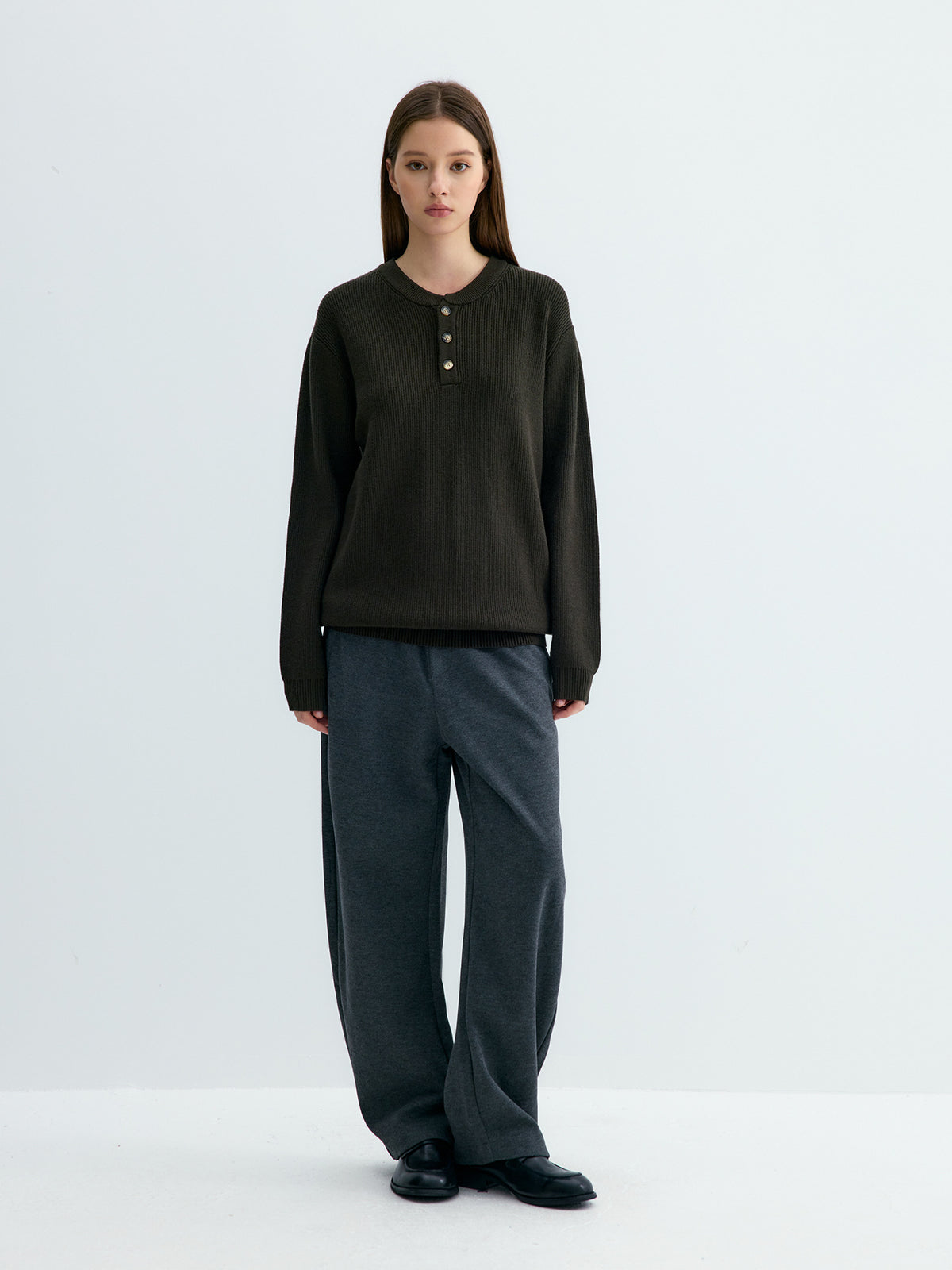 Ribbed Henley Sweater