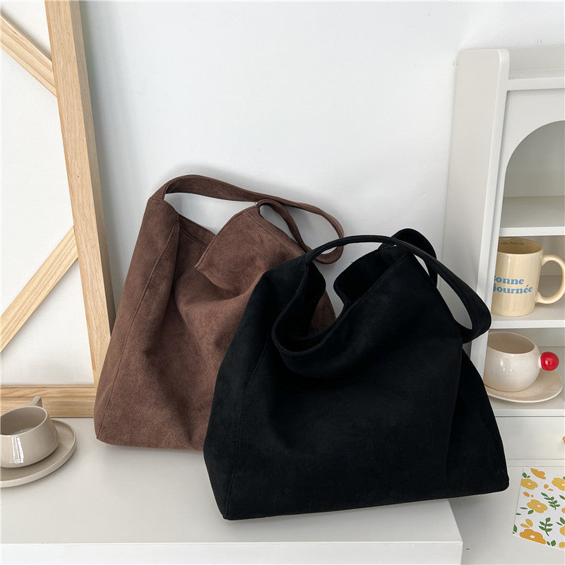 Suede Crossbody Tote Bag