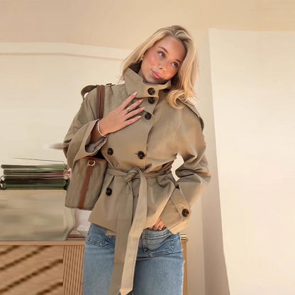 Double-Breasted Belted Trench Coat