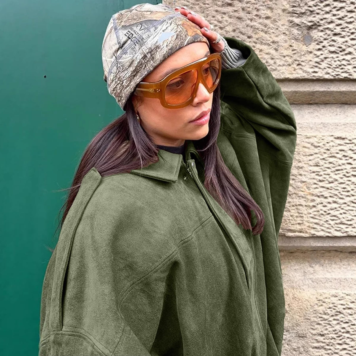 Batwing Sleeve Bomber Jacket