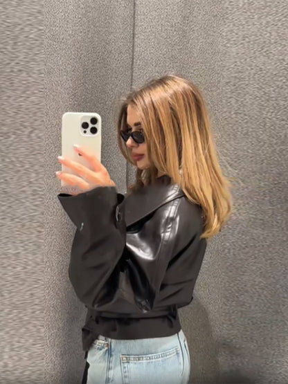 Double-Breasted Leather Jacket