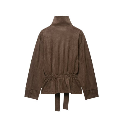 Belted Suede-Effect Jacket