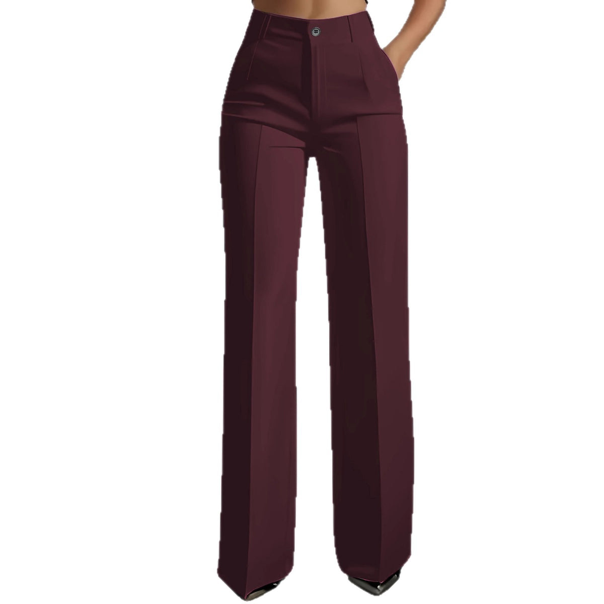 High-Waisted Straight-Leg Trousers