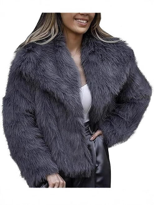 Faux Fur Square-Collar Coat
