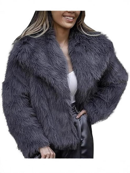 Faux Fur Square-Collar Coat